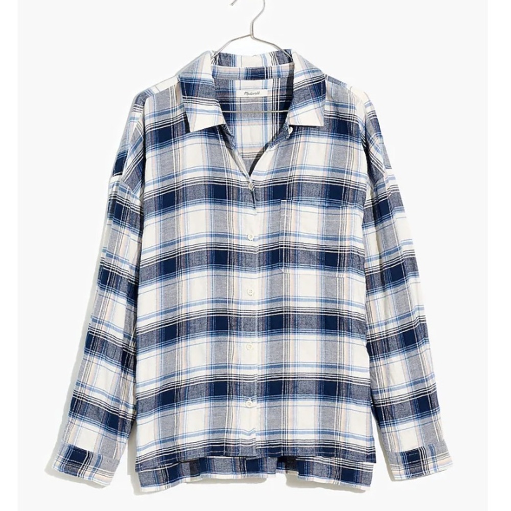 Madewell Flannel Long-Sleeve Boxy Shirt in Herringbone, Size S